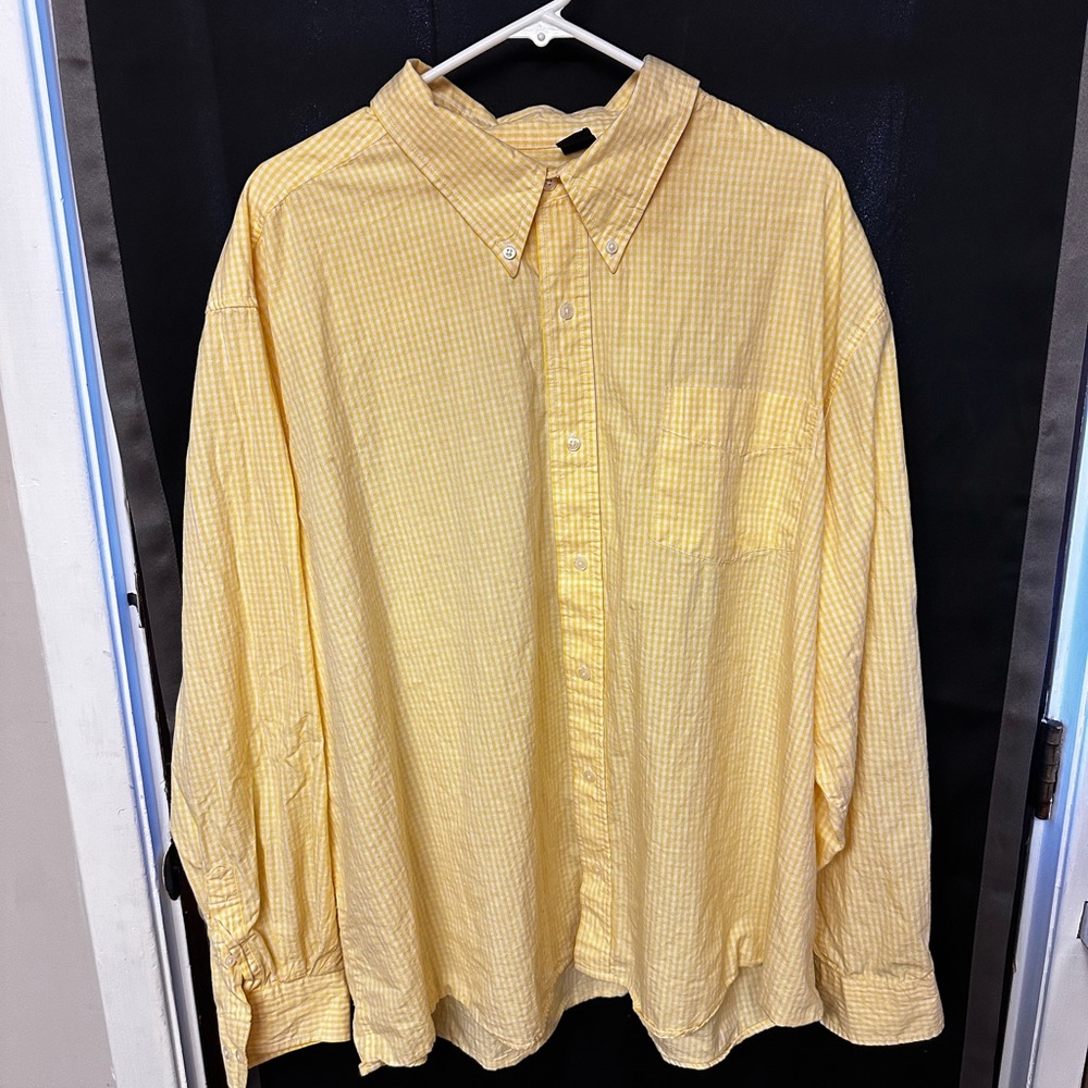 Basic Editions Yellow Plaid Men's Casual Shirt